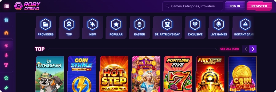 Roby Casino Games
